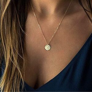 14K Gold Necklace Coin Circle Necklace